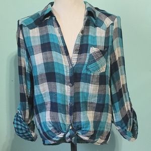 Mudd | Medium | Blue, Plaid Top